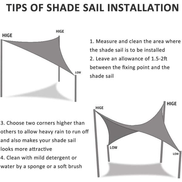 Skygge Sejl, 3x3x3 Trekantformet Skygge Sejl, UV Beskyttelse, Have S