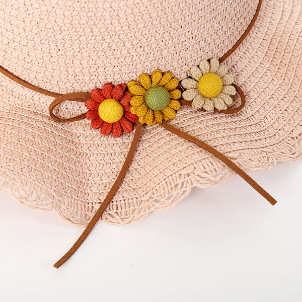 #Flätade solhattar för flickor med liten väska, blommönster, UV-skydd, sommarhatt för barn, strand, resor, vandring, 3-7 år#