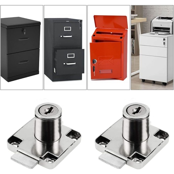 *2 stk. Hvid Push Lock Zinklegering Skrivebordsskuffe Låsecylinder Pels*