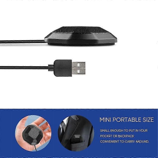 USB Konferencemikrofon 360 Omnidirektionel Kondensator Computermikrofon med Touch Mute Plug & Play