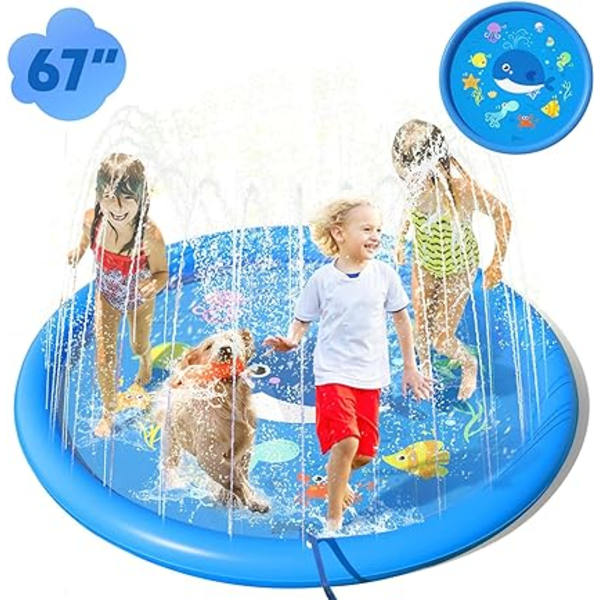Vattensprutmatta för barn 170CM PVC Vattenstänk Spraymatta Lek