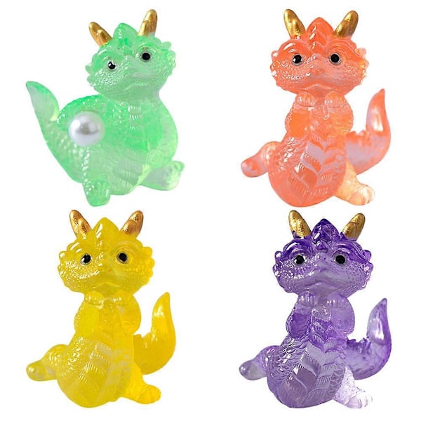 4 st Drakfigurer Trädgårdslandskap Drakprydnader Mini Drak Trädgårdsinredning