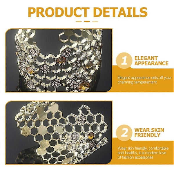 Metall Legering Bie Armring Åpen Armring Justerbar Håndleddsarmring Smykker for Kvinner Jenter