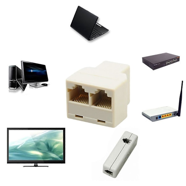 Connector 1 til 2-vejs parallelforbindelse Lille Ethernet-netværksadapter