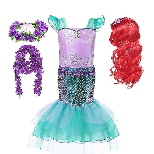 Disney Little Mermaid Dress Ariel Princess Cosplay Kostym För Barn Baby Girl Mermaid Kläder För Halloween Födelsedagsfest Present N