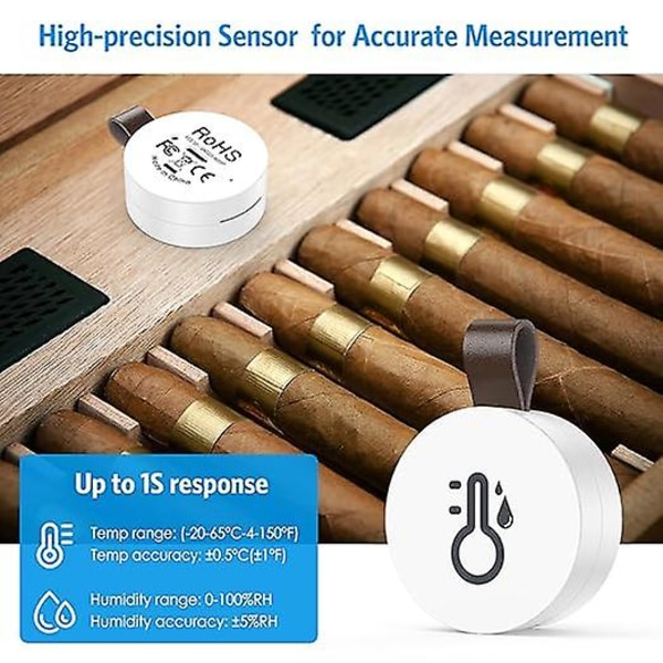 Bluetooth Termometer Hygrometer, Mini Inomhus Termometer med App, Datalagring, Temperaturövervakningssensor, Ansluten Termometer för Hem, Kontor,