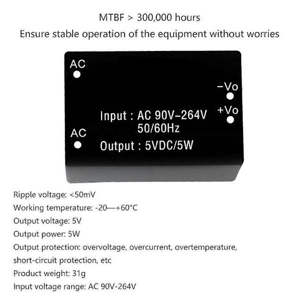 VIPer12A AC-DC Isoleret Strømforsyningsmodul 220V til 5V 5W til SmartHome Switch Step-down Board