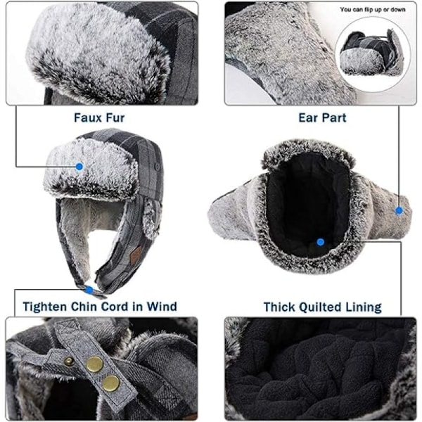 #(Röd) Herrar Faux Fur Catcher Hat#