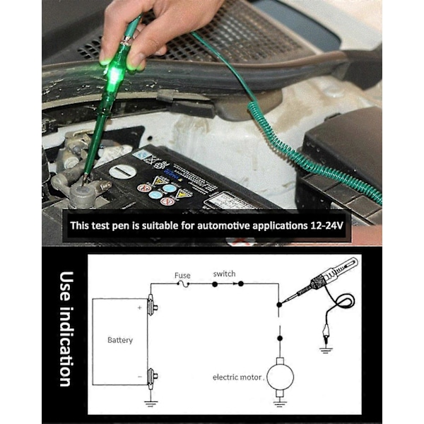 12V Krets Tester Probe 3-24v Elektrisk Bil Sikring Test Lys Spenning Penn Detektor
