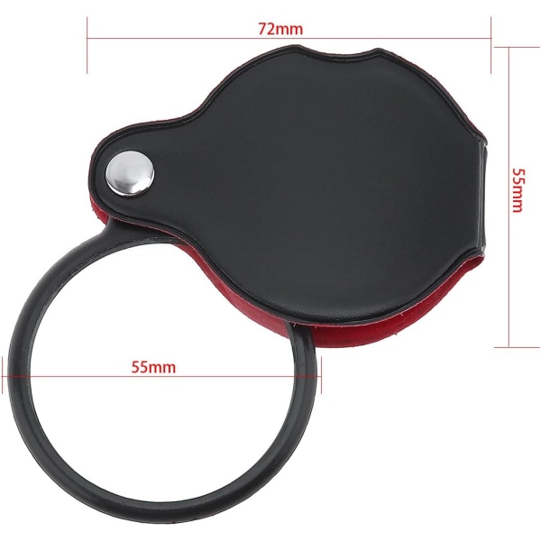 2 stk. Mini Lommeforstørrelsesglas 8X Optisk Glas med Beskyttende Etui
