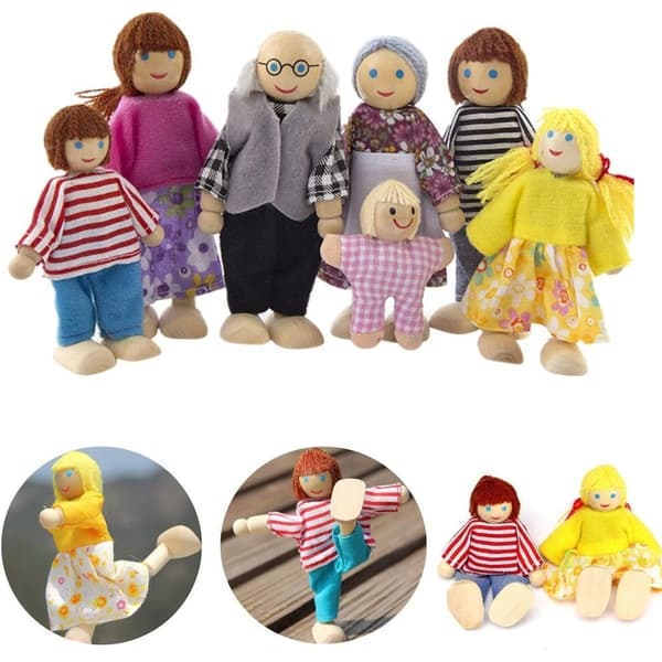#Dockhus 7 stycken dockhusdockor, trädockleksaksfamiljdockor#