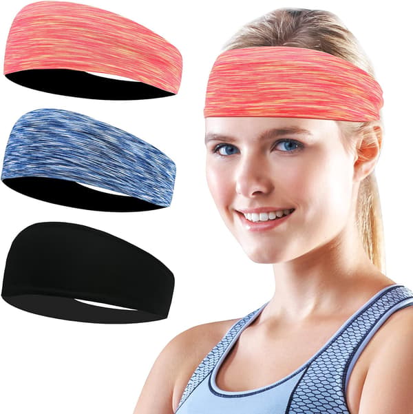 3-pack Elastiska Sport Hårband för Män/Kvinnor - Med Inre Grepp