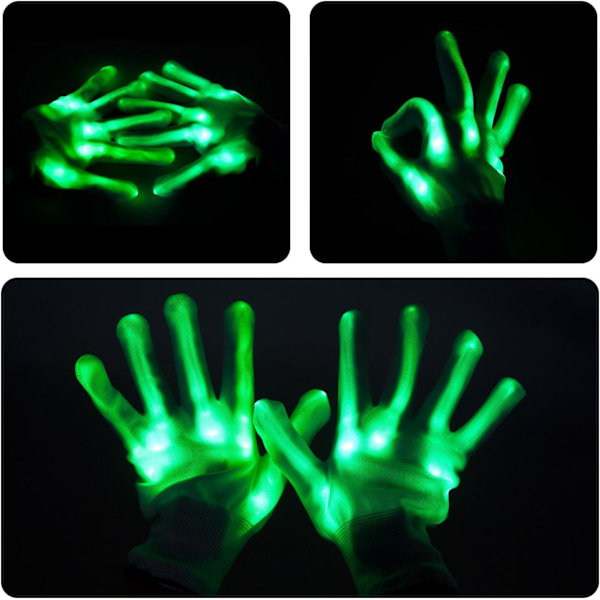 1 Par (Grønn) - Lysende LED-hansker Fullfingerhansker - Beste Gave