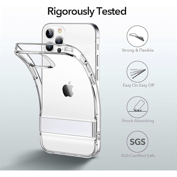 Metallstativ Kompatibelt med iPhone 12 Skal/iPhone 12 Pro Skal [Tvåvägsstativ] [Förstärkt Fallskydd] Flexibel TPU Mjuk Baksida för 2020 6.1-Tum