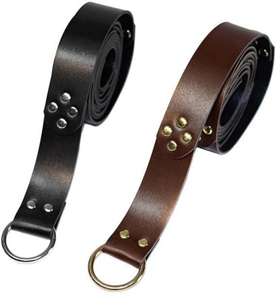 Viking O-Ring Spänne Bälte (Svart), PU Läder Ringbälte, Medeltida
