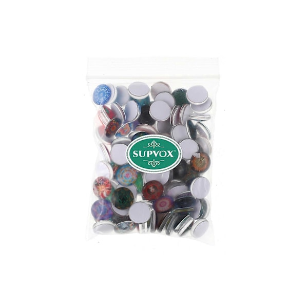 100 st Tryckta Mosaikplattor Glas Cabochons Platt Baksida Halvrunda Kulor Kupolplattor för Hantverksprojekt DIY-tillbehör