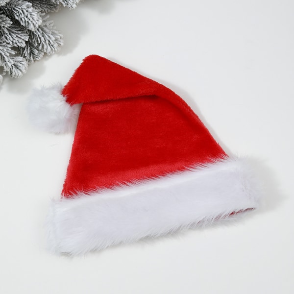 /#/Plush Santa Hat for Adults, Red and White Hat, Fancy Dress Up for/#/