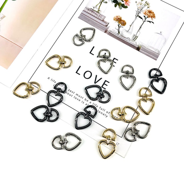 #Hjerte Svingbare Spenner 20 stk Karabinkrok Hjerteformet Nøkkelring Mini Karabinklips for Tilkobling Nøkkel DIY Dekorasjon 4 Farger#