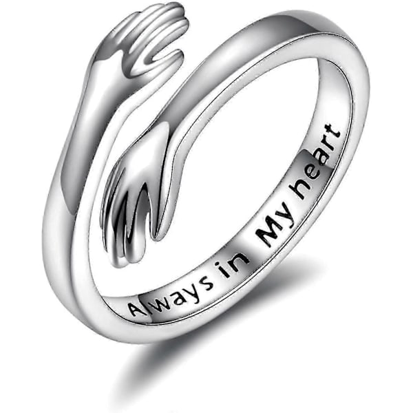 925 Sterling Sølv Klem Ringer For Kvinner Jeg Elsker Deg For Alltid Klem Ring Justerbart Bånd Smykker Gave Til Tenåringsjenter Par Klemmer Hånd Ringer Sølv Plat