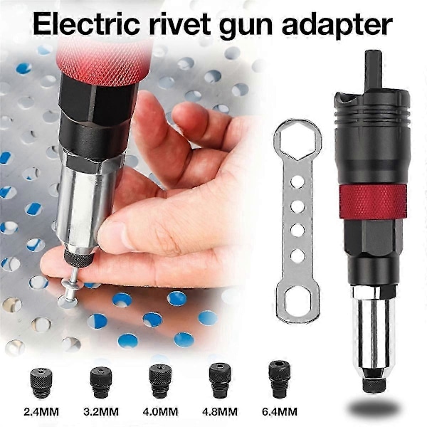 Sladdlös nitmaskinssats 2,4 mm/3,2 mm/4,0 mm/4,8 mm/6,4 mm Insatsmutter Nitar Industriella elektriska nitaradapter