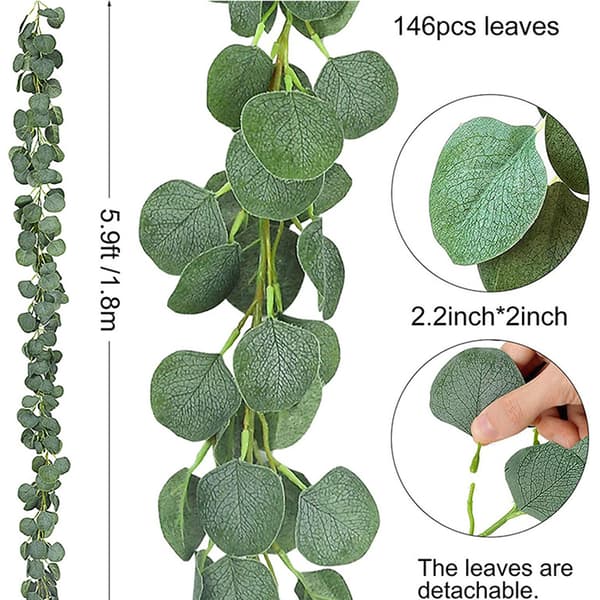 #1,8 m Eucalyptuskrans Kunstige Hængende Planter#