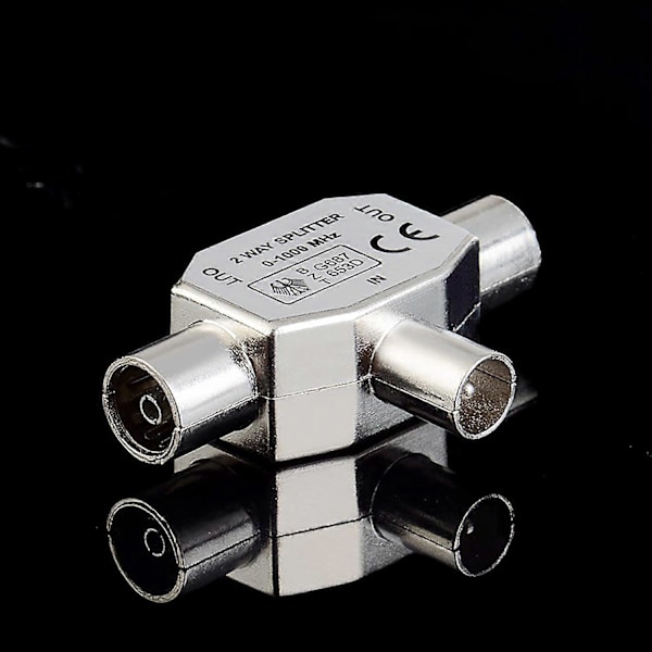 2 stk. TV Antenne Splitter 2-veis, Hann til To Hunn Koaksial TV Antenne Kobling, T/F Type Adapter Kobling Sokkel til RF Koaks Antenne Adapter