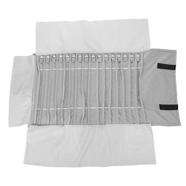Grå Multifunktionel Luksus Flanell Smykkerulle Taske Foldbar Ring Opbevaringstaske Øreringe Halskæde Rulle Organizer Pose