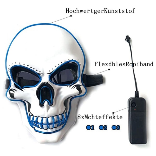 #Dekorativ genstand Halloween LED maske LED skeletmaske lyser op til Halloween#