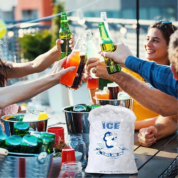 100 STK. Plastik Isposer 8 lb 28 x 46 cm Snørelukning Holdbar Is-pose Opbevaring