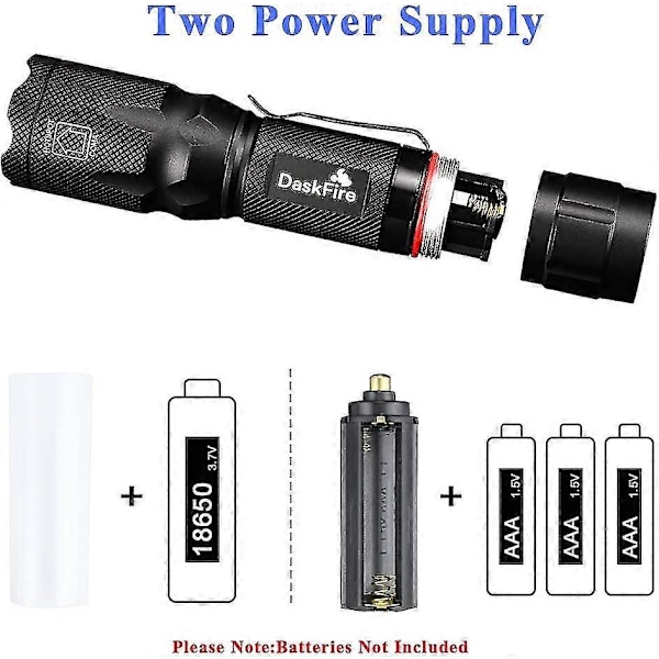 Torch 4 I 1 Super Bright 900 Lumen Rødt og grønt blått lys Multifunksjonell lommelykt Lommejusterbar fokus Vanntett lomme-torch