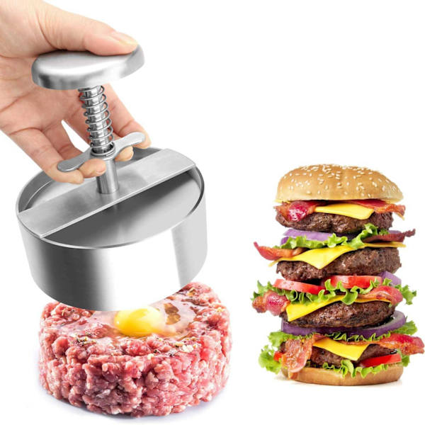 /#/En 101mm hamburgerpress för läckra hamburgare; justerbar hamb/#/