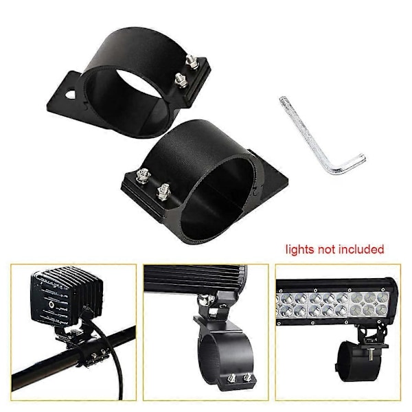 2 Bar Monteringsbeslag, Aluminium Bar Monteringsklemmer til Automotive LED Forlygtebarer (3\")