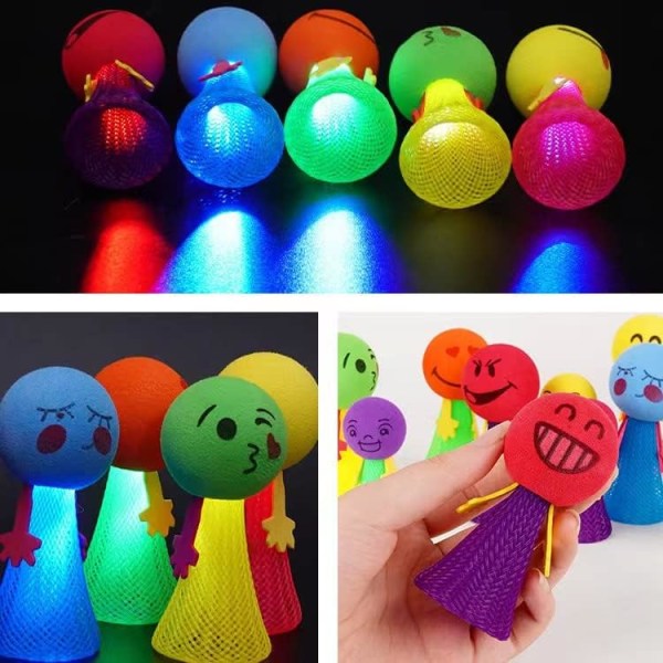 10-pack LED Light Up Spring Launcher Leksaker - Bouncy Party Favors f