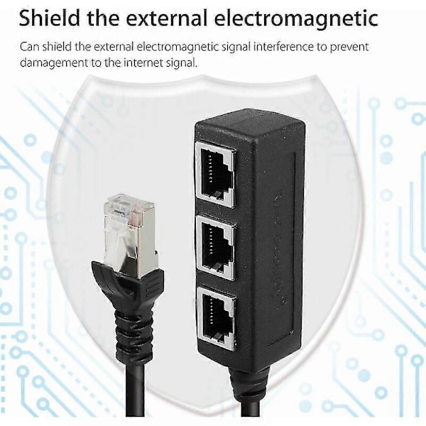 Rj45 Ethernet 1 til 3 Port Splitter Kabelnettverk med Cat5, Cat5e, Cat6, Cat7 Adapter Socket