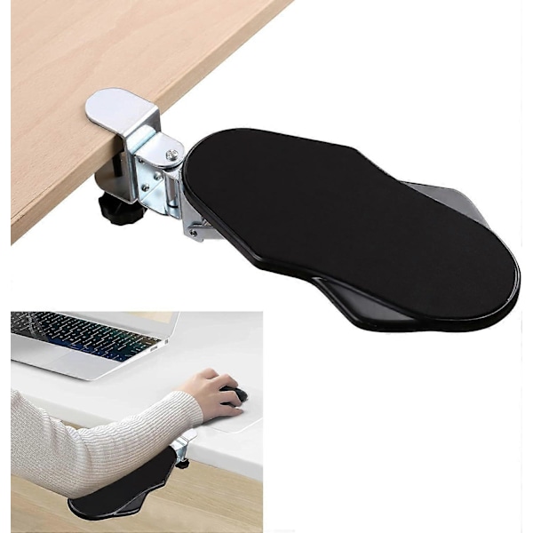 Ergonomisk Armstøtte til Skrivebord, 180° Roterbar Håndledsstøtteholder, Albuestøtteforlænger til Skrivebord Justerbar Computer Underarmsstøtte til Arbejde og Studier, Sort