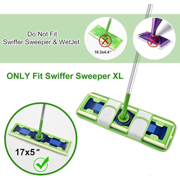 Mikrokuitumoppityynyjen pakkaus Swiffer XL -moppeihin, uudelleenkäytettävät märkä- ja kuivapyyhkeet, jotka ovat yhteensopivia Swiffer Sweeper XL:n kanssa, pestävä XL-moppitäyttö kaikkiin