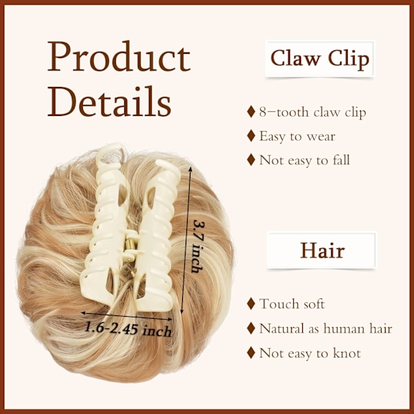 Hårklype i krøllete bølgete hår Scrunchie Falske Chignons Klype C