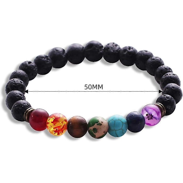 Lavasten 7 Chakran Diffuserarmband Elastiskt Rep Natursten Yoga Pärlor Armband Bangle För Män Kvinnor