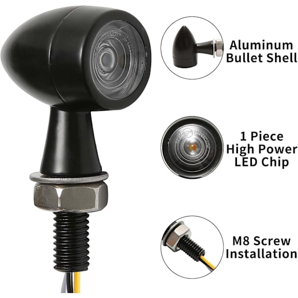 /#/12V LED-blinklys til motorcykler, 2 stk. Mini-blinklys/#/