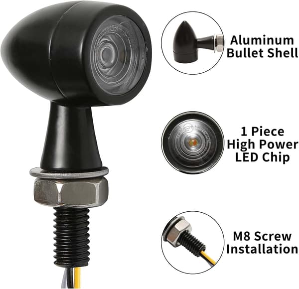 /#/12V LED-blinklys til motorsykkel, 2 stk. Mini-blinklys/#/