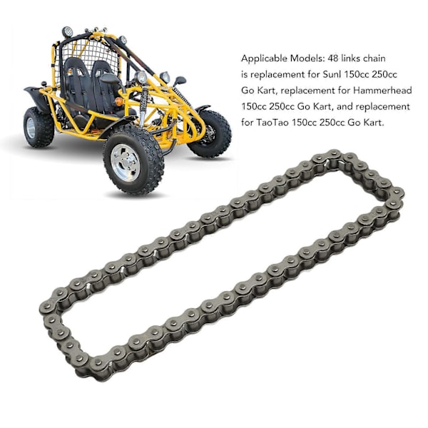 Drivkæde Høj Styrke Lav Støj Slidstærk 48 Led Kæde Udskiftning til Sunl 150cc 250cc Go Kart