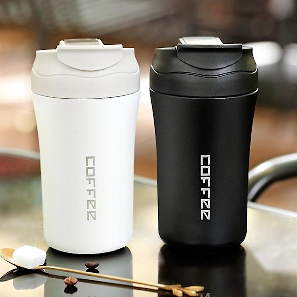 400ml Dobbelt Rustfrit Stål Kaffe Termoskop Med Strå Multif