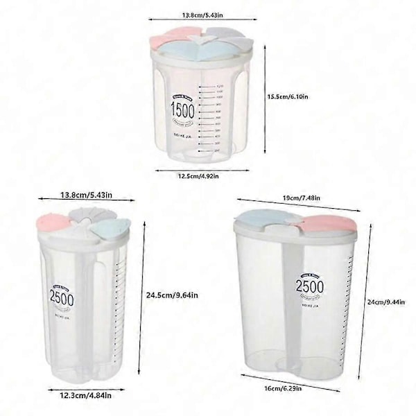 Kornopbevaringstank Plastik Rum Opbevaringstank Køkken Husholdningsmad Forseglet Opbevaringsboks, 3 Gri