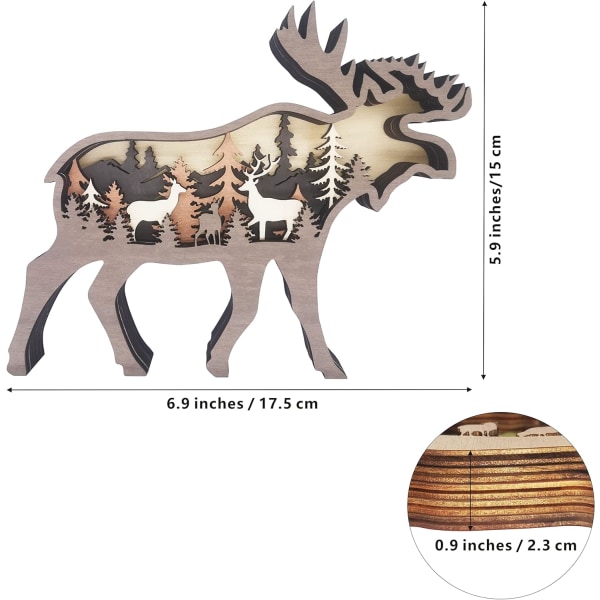 3D Skogselg Dekor Trädjursstatyer Väggkonst för Hem Kontor