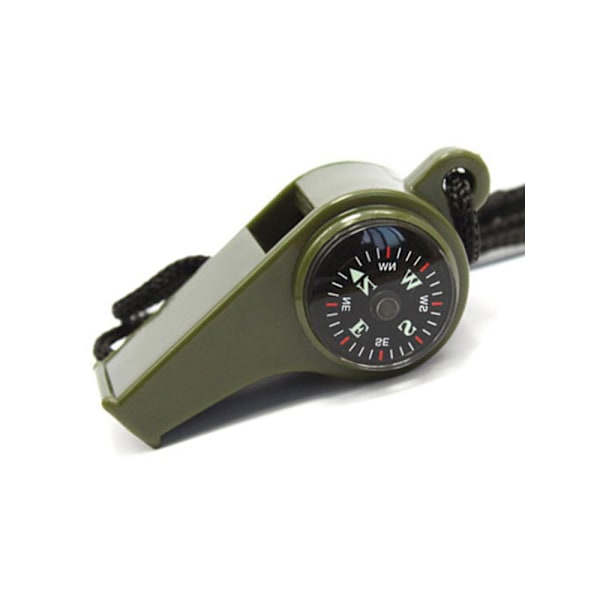 #3-i-1 Nödsituationspip med Kompass och Termometer Hög Ljudsignal med Snodd för Vandring Camping Båttur Jakt Fiske#