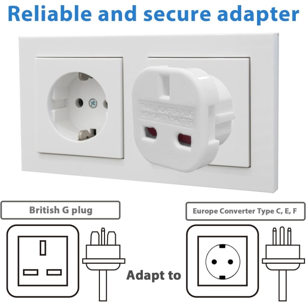 #（pack2) EU Travel Adapter, UK to European Plug Adapter, Europe Converte#