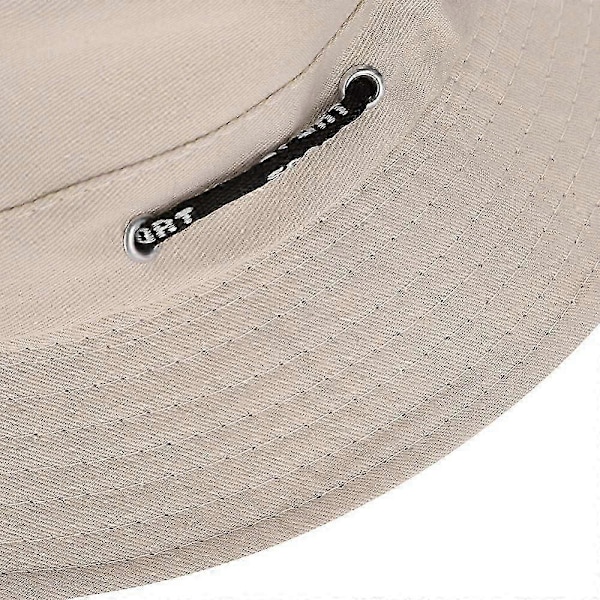Solhat med bred skygge, hagestrop, trykknapper i siden og ventilationsåbninger (beige)