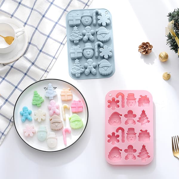 #2-pak Snemand Gingerbreadmand Stikform i Silikon#