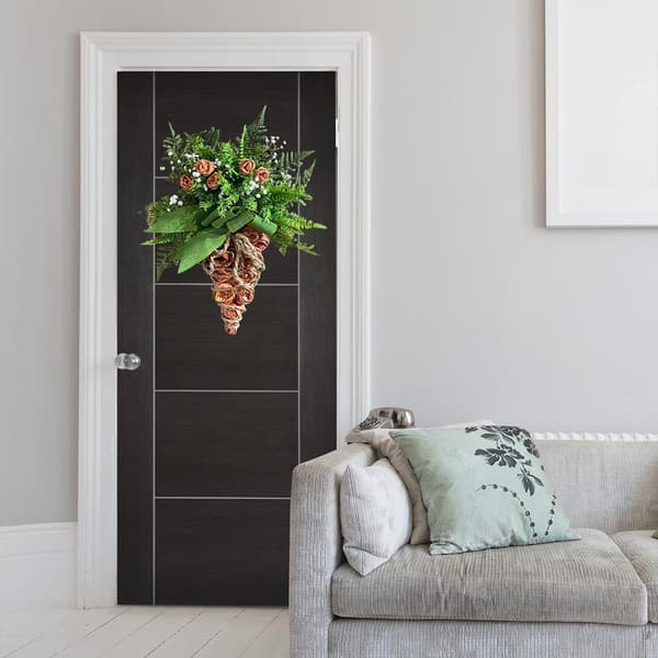 Easter Carrot Shaped Spring Wreath with Artificial Tulips for Front Door Decoration