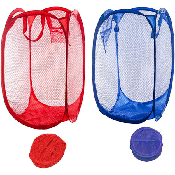 *2 Pack Fällbar Nät Tvättkorg, Bärbar Smutsig Tvättkorg*
